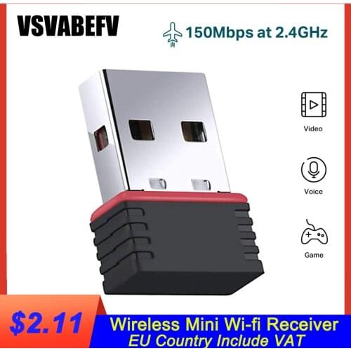 VSVABEFV USB2.0 WIFI Adapter 150Mbps Mini Tiny Analog AP Multifunctional Network Card 802.11n 2.4Ghz Wireless Wi-fi Receiver