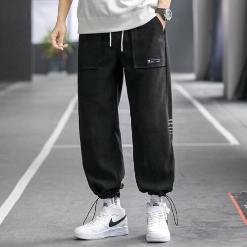 Large Size Fashion Japanese Pants Mens 2021 Students Overalls Casual Sportswear Loose Simple High Waist Streetwear Trousers