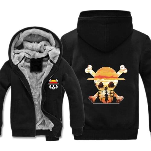 Japan anime ONE PIECE jacket Sweatshirts Man Thicken Hoodie Cosplay coat Men Winter Warm Fleece Hooded