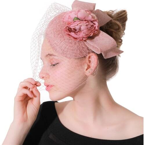 New Women Fascinators Winter Pillbox Veil Hat Vintage Felt Festival Party Wedding Ladies Women Fedoras with Fascinating Floral