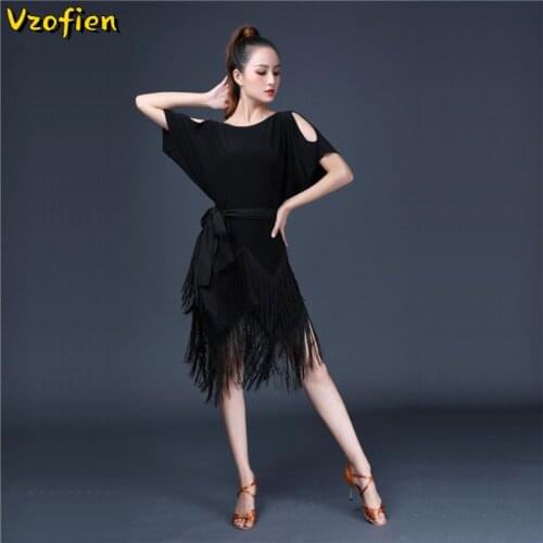Women Latin Dance Wear Ballroom Dress Samba Tango Cha Cha Costume Party Dresses Black Competition Dress Stage Performance