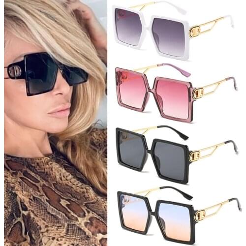 Oversized Frame Square Sunglasses Women Personality Vintage Gradient Lens Eyeglasses UV400 Gafas De Sol