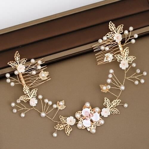 Pearl Flower Hair Comb Headband Bridal Tiara Headband Wedding Hair Accessories Women Comb Headpiece Wedding Tiara Hairband