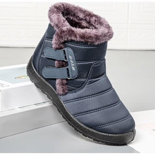 Winter Women Boots Warm Snow Boots Non Slip Hook Loop Ladies Short Boot Solid Flats Woman Shoes Flush Female Shoes Plus Size