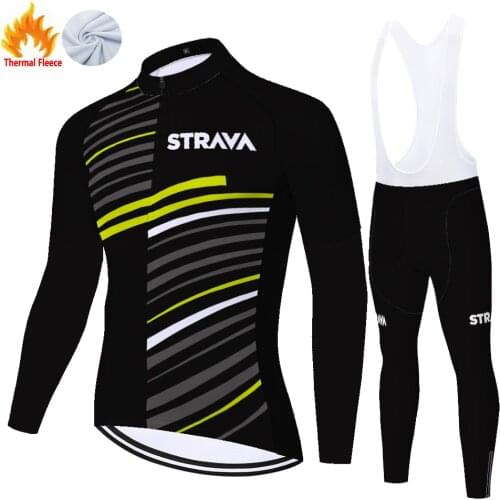 Strava Winter Thermal Fleece Cycling Set Roupa Bike Clothing Men Jersey Maillot Hombre Fietskleding Heren Ciclismo Masculino