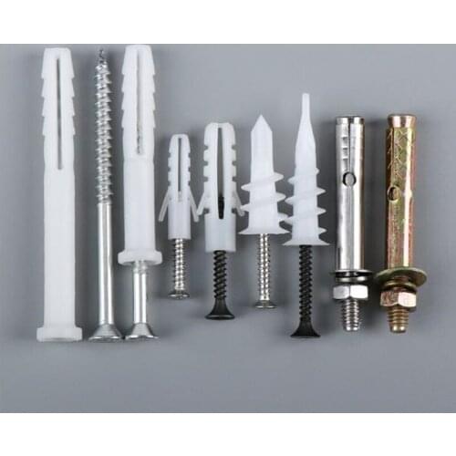 10Pcs Stainless Steel Expansion Screw Wall Expansion Screw White Plastic Expansion Tube Fixing Tool Screw Anchor Plug Wall Plugs