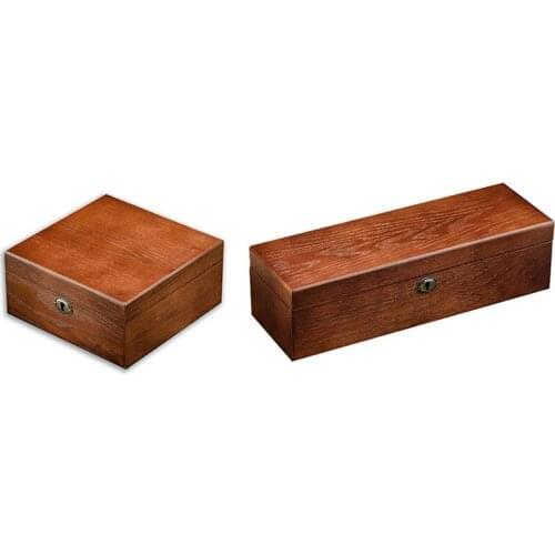 2 Pcs Luxury Wooden Watch Box Watch Holder Box Grids Watch Organizer-Rectangle & Square
