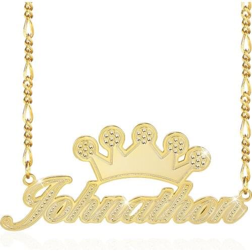 2021 New Gold Plated Personalized Crown Name Necklace Women Gift