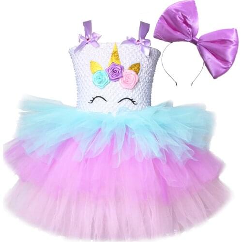 3 Layers Lol Surprise Princess Dress for Girls Halloween Unicorn Costume Kids Birthday Layered Dresses with Big Bow Fluffy Tutus