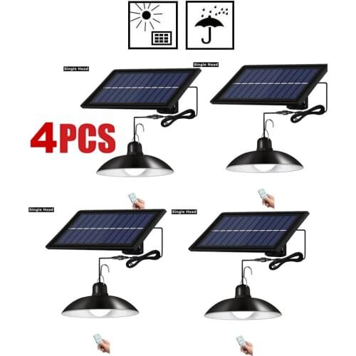 4pcs remote 30 led 2 head Retro Lampshade Solar Pendant Light LED Outdoor Indoor Solar Power Lamp 9.8FT Cord Sunlight Pendant Ce