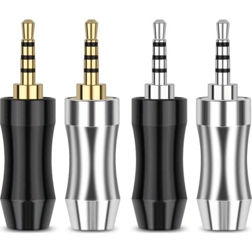 50pc Jack 2.5 Headphone Plug Gold/Rhodium Plating 4 Pole Balanced Plugs Speaker Connectors Audio Jack Hifi Earphone Adapter DIY