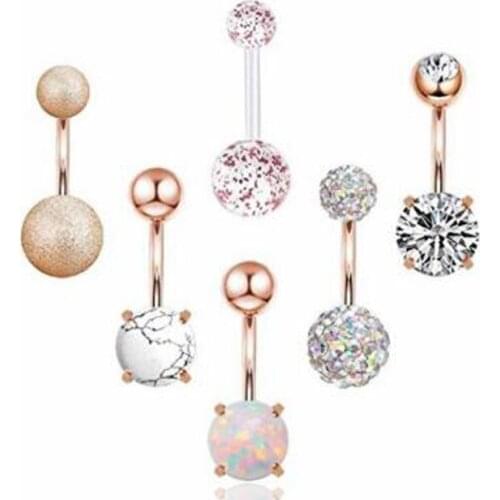 6 pcs/set Fine stainless steel navel nail high quality mixed style navel ring suit combination perforation for women gift