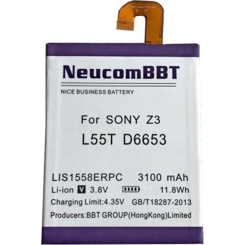LIS1558ERPC Battery for Sony Xperia Z3 L55T L55U D6653 D6603 D6633 D5803 D5833 D6616 D6708 NeucomBBT L1S1558ERPC z3 battery