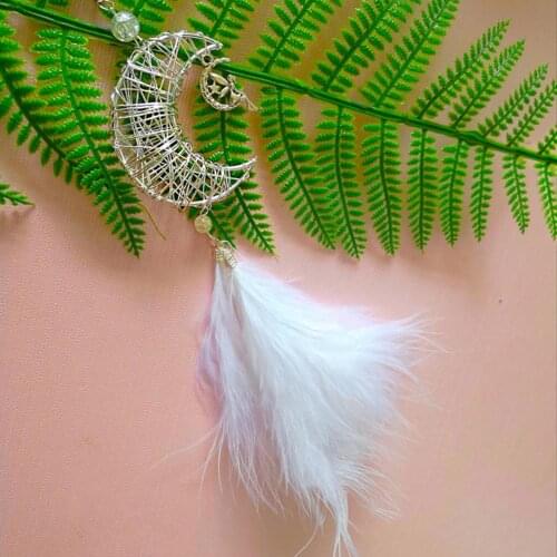 Openwork Moon Feather Dream Catcher Exquisite Handmade Moon Car Pendant Bedroom Dormitory Home Decoration Innovative Gift