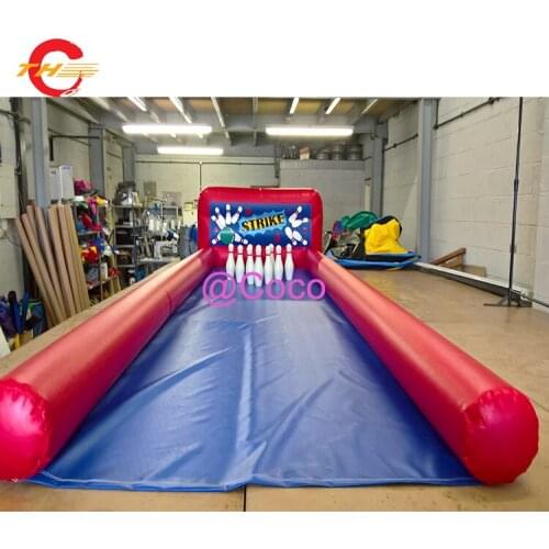 Free air shipping to door,Cheap Inflatable bowling pin lanes giant inflatable bowling set alley sport games