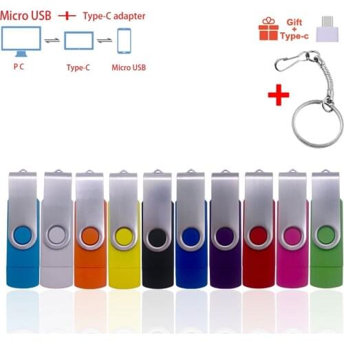 Over 10pcs Free Logo Micro OTG USB Flash Pen Drive 2.0 4gb 8gb 16gb 32gb Cool Android/PC Pendrive Storage Disk Memory Stick Gift