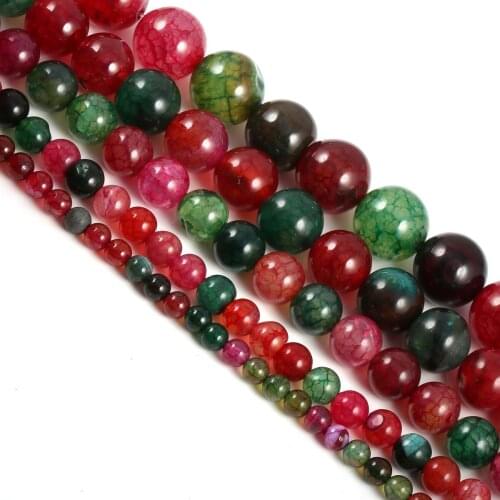 Natural stone bead Round Red Green Tourmaline Carnelian Exquisite loose Spacer beaded for Jewelry Making Necklace DIY Accessorie