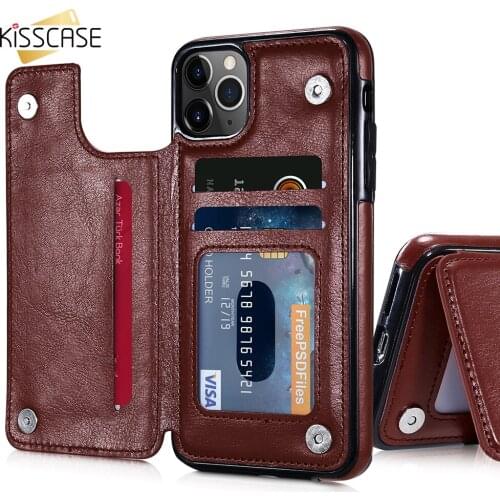 Kisscase Flip Leather Wallet Case For iPhone 11 Pro Funda Card Slots Magnet Phone Bag Cover For iPhone 7 6S 8 X Xr XS Max Coque