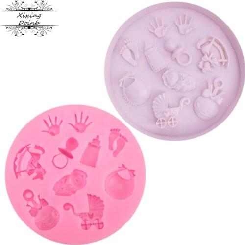 Baby DIY Hand/ Trojan/Bottle/Foot/carriage Silicone Mold Cake Decoration Tools