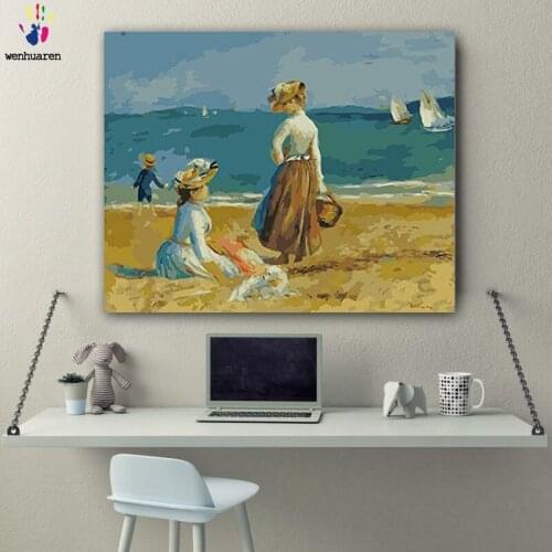 DIY colorings pictures by numbers with colors Joy by the sea picture drawing painting by numbers framed