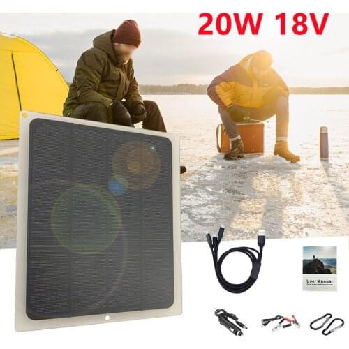 20W18V Flexible Solar Panel Power Battery Charger Bank Cell System Smartphone Kit Complet Outdoor Camping RV Fishing Boat