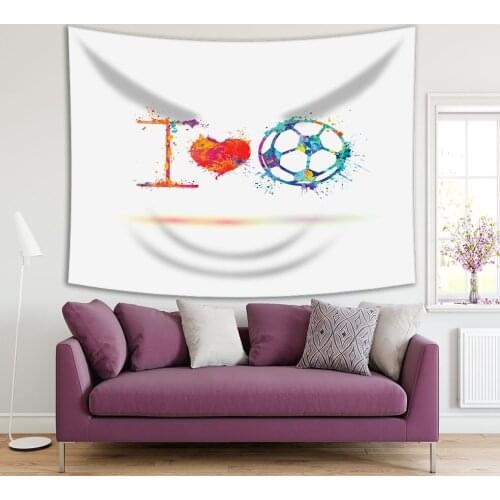Tapestry I Love Football Design Elements Colorful Red Yellow Orange Note Artistic Illustration Splash Paint
