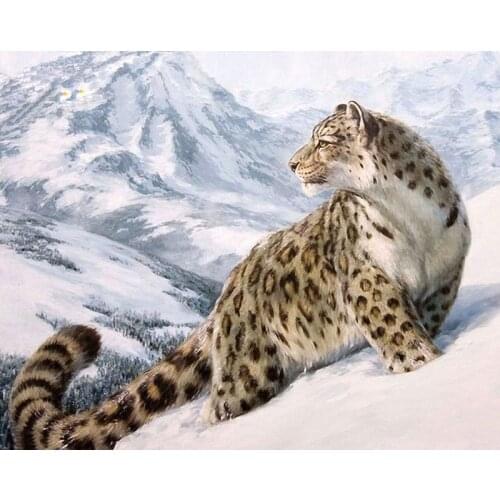 Unframed Snow Leopard Animals DIY Digital Painting By Numbers Kits Drawing Modern Wall Art Canvas Painting For Home Decor Artwok