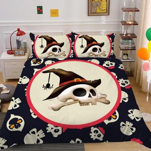 Fanaijia Halloween Skull Bedding Set King Size Duvet Cover Set Quilt Cover with Pillowcase Full Twin Queen Comforter Sets