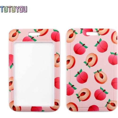 1pcs PC2954 Fruit Peach Pink Bank Credit Card Holder Wallet Bus ID Name Work Card Holder For Student Card Cover Business Card