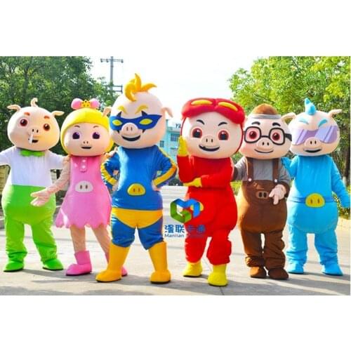 Colorful Pig Mascot Costume Suit Halloween Party Game Dress Outfit Adult Cosplay Apparel Cartoon Character Birthday Clothes 2019
