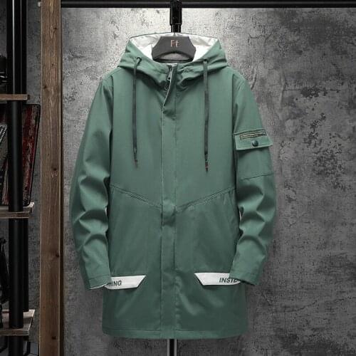 Mens Long Jacket Men 2021 New Spring Autumn Casual Hoodie Windbreaker Jackets Coat Solid Color Street Straight Jacket For Men