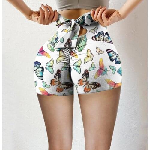 Leggings Push Up High Waist Sexy Women Sportwear Short Butterfly Print Sport Leggings Workout Homewear Trousers For Female