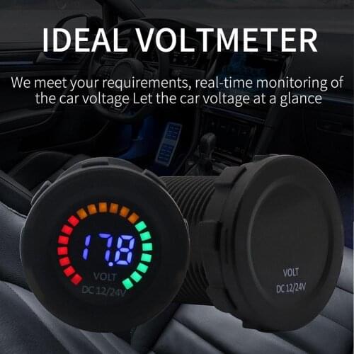 Hot Sale Voltmeter Multi-function 12V 24V Car Motorcycle Boat 3 Digit Voltmeter Volt Meter with Low Voltage Alarm
