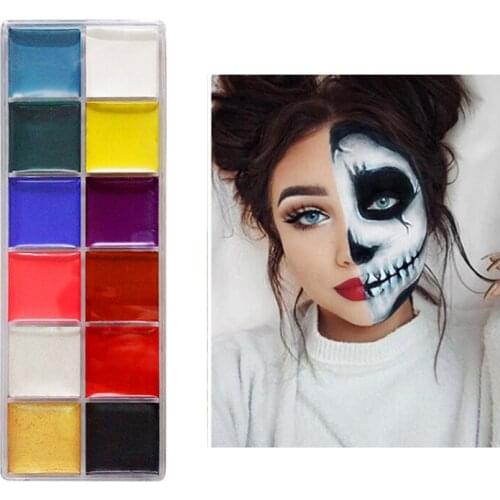 Fashion 12 Colors Face Body Painting Oil Safe Kids Tattoo Painting Art Halloween Party Makeup Fancy Dress Beauty Pigment Palette