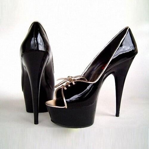 Fashionable Open Toe PU Patent Leather Platforms Women 15cm Sexy High Heel Shoes, Stiletto, Single Shoes, Wedding / Party Shoes