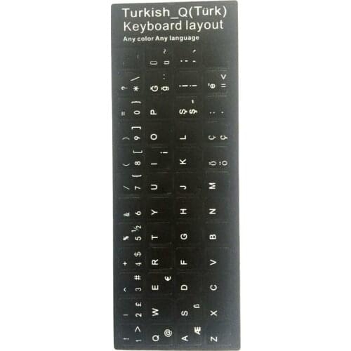 Banggood Turkey Language Turkish Keyboard Sticker Layout Durable Alphabet Black Background White Letters for Universal PC Laptop
