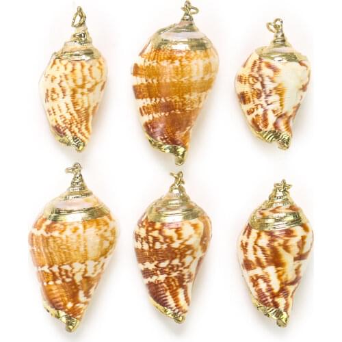 Natural Pagoda Taro Snail Conch Charms Gold Plated Spiral Shell Jewelry Make DIY Bracelets Pendant Earrings Crafts Accessory