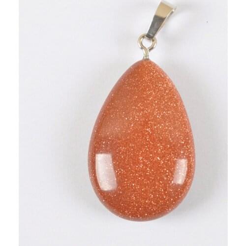 Natural Golden Sandstone Stone Bead GEM Pendant Water-drop Fashion Jewelry For Gift S3048