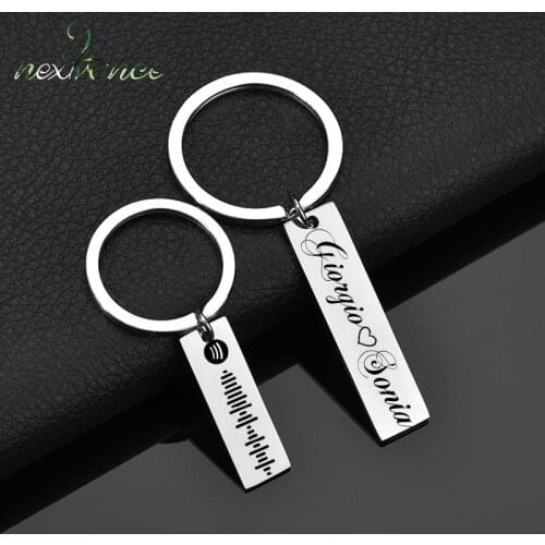 Nextvance Stainless Steel Custom Name Date Engrave Square Round Key Chain Personalized for Baby Women Birthday Anniversary Gift