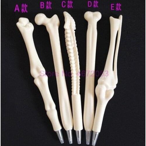 200sets/lot Novelty Bone Shape Ballpoint Pen 0.5mm Blue Ink Refill Writing Ball Pens School Office Stationery Supplies 5pcs/set
