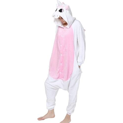 2020 New Adult Flannel Cosplay Costume Pink Unicorn Onesie Costumes Unisex Create Dance Fancy Unicornio Pajama Halloween Party