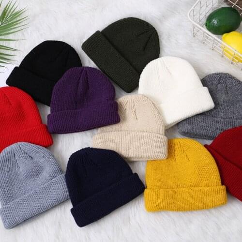 2019 new arrival Men Knitted Hat Beanie Skullcap Sailor Cap Cuff Brimless Retro Navy Style Beanie Hat