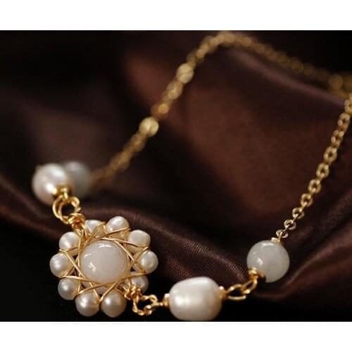 Original Handmade Natural Pearl Flower Adjustable Bracelet For Women Daughter Gift Fine Jewelry Bileklik Party Evening Fashion