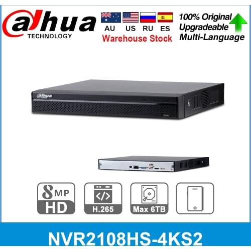 Dahua Original 4K NVR NVR2108HS-4KS2 8CH 1U Lite Network Video Recorder 4K H265 For IP Camera System 8MP Resolution NVR