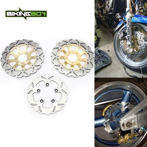 BIKINGBOY Front Rear Brake Discs Disks Rotors Bandit GSF 600 / S 95 96 97 98 99 00 01 02 03 04 GSX 600 750 F 1998-2003 Set 3 pc