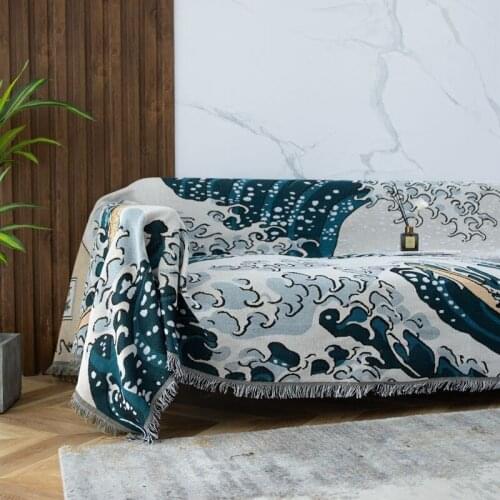 Wave Fringed Bed Sofa Throw Blanket Knitted Nordic Style Chair Couch Towel Cover Geometric Soft Travel Plaids Tapestry Bedspread