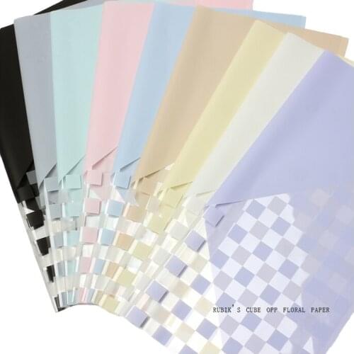 Rubiks Cube Transparent Plaid Opp Cellophane Waterproof Floral Flower Wrapping Paper Flower Shop Rose Packaging Film