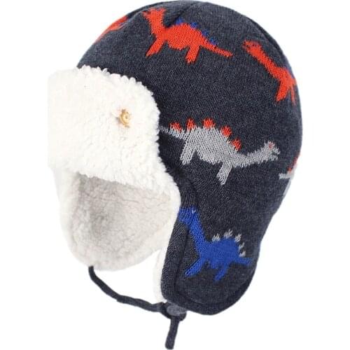 Connectyle Toddler Infant Boys Girls Kids Winter Skull Hat Cute Cartoon Cotton Fleece Lined Windproof Earflap Warm Hat