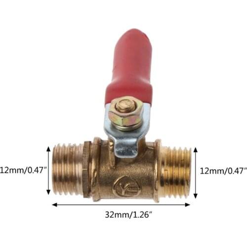 1/4" Ball Valve Male to Male Pipe BSP Brass Ball Valve Barb Hose Metal Ball Valve with Red Lever Handle