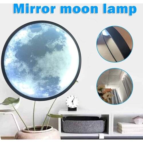 25cm Moon Mirror Lamp Round Moonlight Wall Decor Bedside Lamp Gift Bedroom Bathroom Home Room Decoration Small Mini Night Light